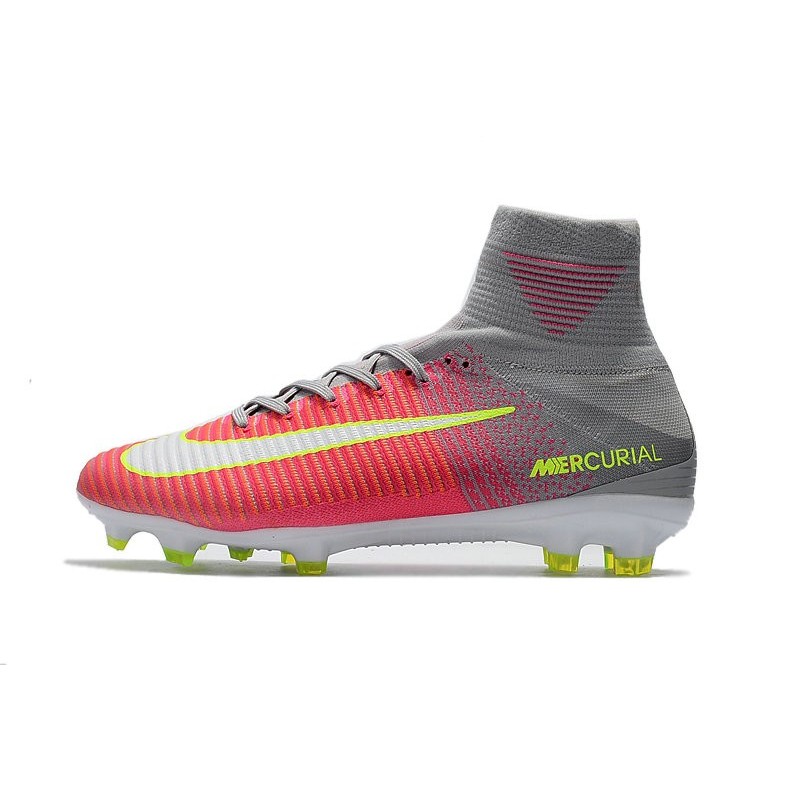 grey and pink soccer cleats