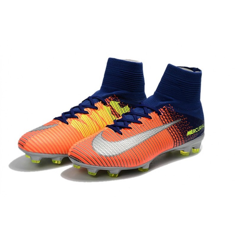 silver and orange mercurials