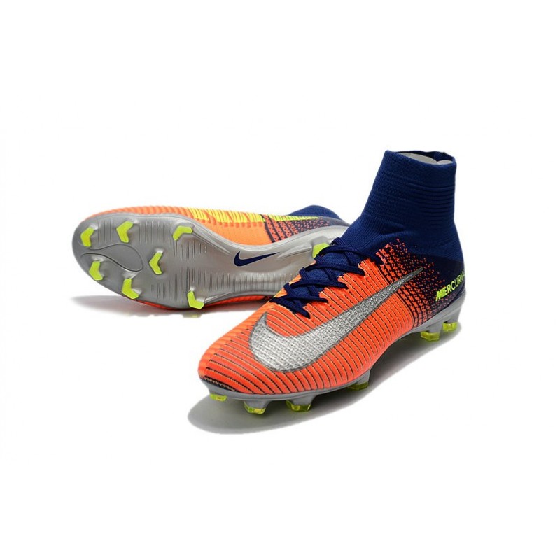 Nike Mercurial Superfly V FG Soccers Shoes Silver Orange