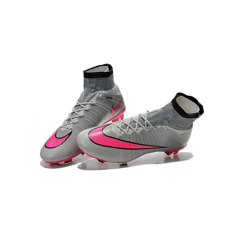 grey and pink soccer cleats