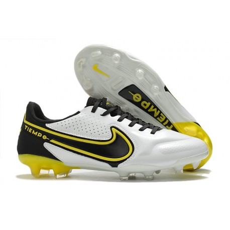 Nike Tiempo Legend IX Elite FG Leather White Dark Smoke Grey Black Yellow Strike