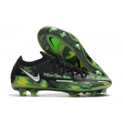 Nike Phantom GT2 Elite FG Shockwave - Black Metallic Platinum Green Strike