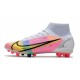 Nike Mercurial Superfly 8 Elite AG Cleat Dragonfly - White Metallic Silver Dark Raisin