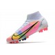 Nike Mercurial Superfly 8 Elite AG Cleat Dragonfly - White Metallic Silver Dark Raisin