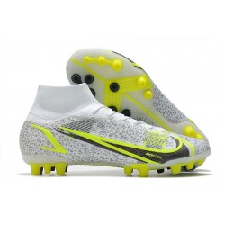 Nike Mercurial Superfly 8 Elite AG Cleat White Black Metallic Silver Volt