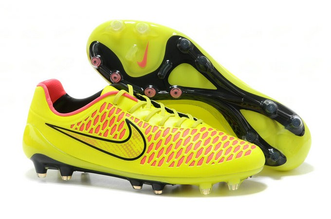 pink and yellow football cleats