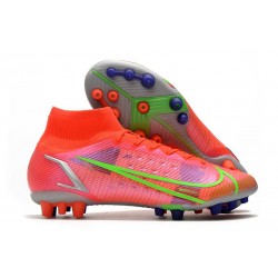 Nike Mercurial Superfly 8 Elite AG Cleat Bright Crimson Metallic Silver