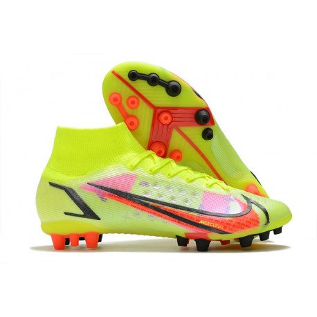 Nike Mercurial Superfly 8 Elite AG Cleat Volt Bright Crimson Black