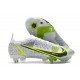 Nike Mercurial Vapor 14 Elite SG-Pro White Black Metallic Silver Volt