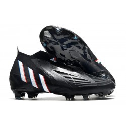 adidas Predator Edge + FG Laceless Core Black White Vivid Red