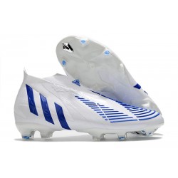 adidas Predator Edge + FG Laceless White Hi Res Blue