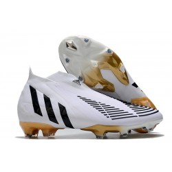 adidas Predator Edge + FG Laceless White Black Gold