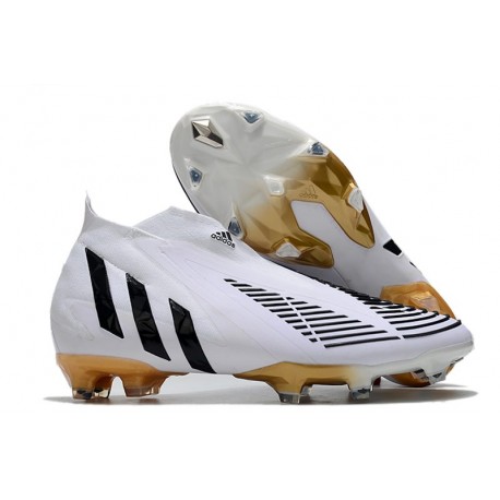 adidas Predator Edge + FG Laceless White Black Gold