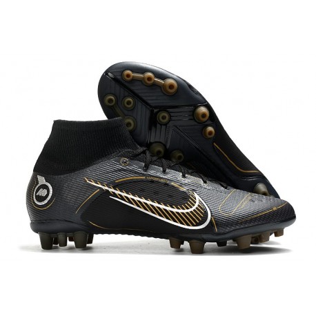 Nike Mercurial Superfly 8 Elite AG Cleat Shadow - Black Metallic Gold 