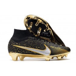 Nike Air Zoom Mercurial Superfly 9 Elite FG Black Gold Silver