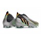 adidas Predator Edge + FG Laceless Silver Metallic Core Black Solar Yellow