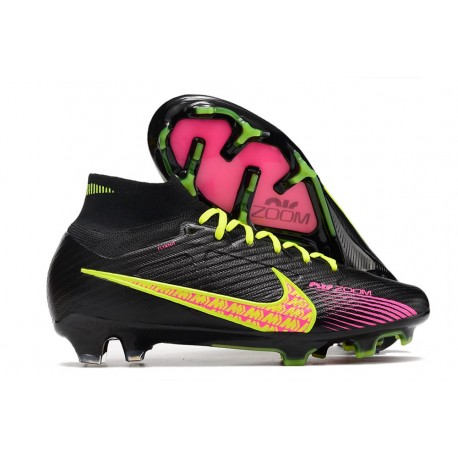 Nike Zoom Mercurial Superfly IX Elite FG Black Yellow Pink