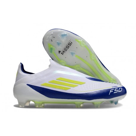 adidas F50 Elite Laceless FG White Blue Volt