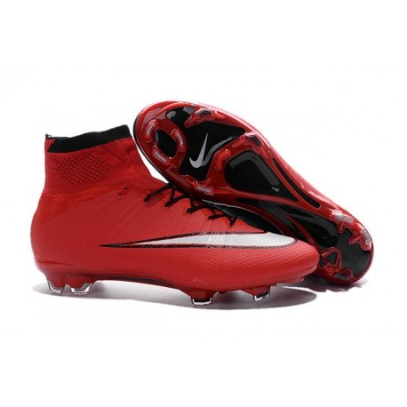 red and black soccer cleats