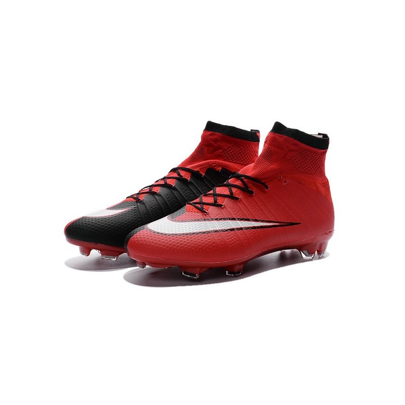 red and black football cleats