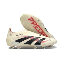 adidas Predator 25 Elite Laceless FG Off White Core Black Pure Ruby