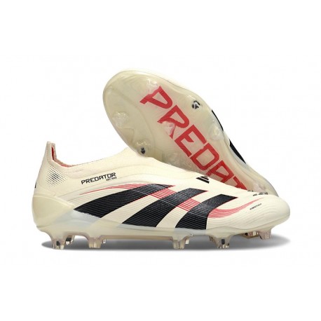 adidas Predator 25 Elite Laceless FG Off White Core Black Pure Ruby