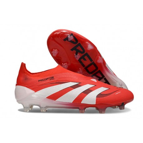 adidas Predator 25 Elite Laceless FG Lucid Red White Black