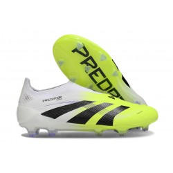 adidas Predator 25 Elite Laceless FG White Black Lucid Lemon