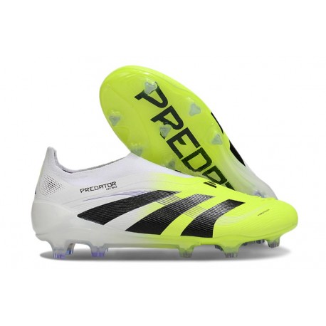 adidas Predator 25 Elite Laceless FG White Black Lucid Lemon