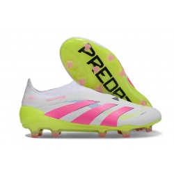 adidas Predator 25 Elite Laceless FG White Lucid Pink Lucid Lemon