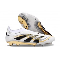 adidas Predator 25 Elite Laceless FG White Black Gold Met