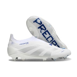adidas Predator 25 Elite Laceless FG White Grey