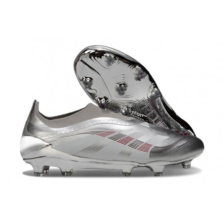 adidas Predator 25 Elite Laceless FG Silver Grey
