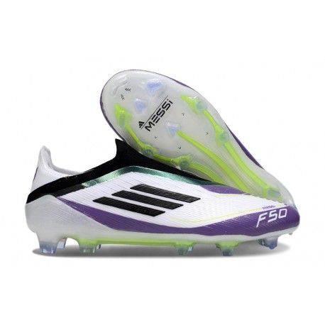 adidas F50 Elite Laceless FG X Messi Ftwr White Core Black Unity Purple