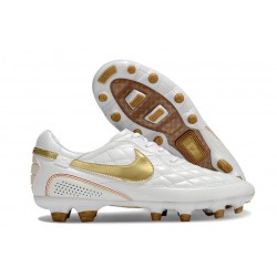Nike Tiempo Legend X Elite Leather FG Ronaldo White Gold