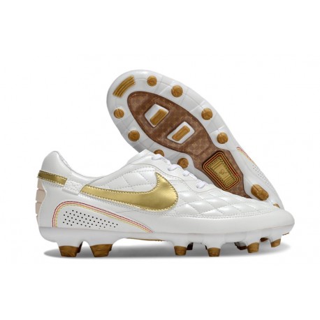 Nike Tiempo Legend X Elite Leather FG Ronaldo White Gold