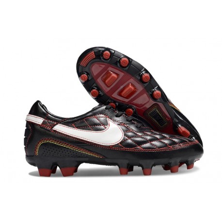 Nike Tiempo Legend X Elite Leather FG Ronaldo Black White Red
