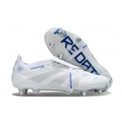 Adidas Predator Elite Fold-Over Tongue SG Boots White Silver Blue