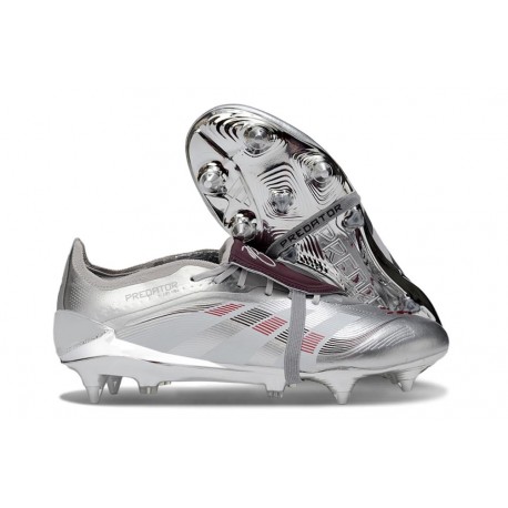 Adidas Predator Elite Fold-Over Tongue SG Boots Silver Red