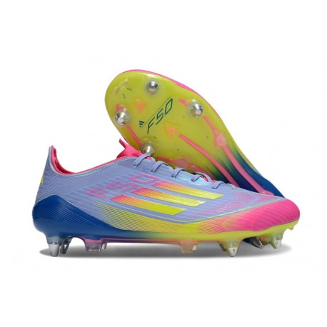 New adidas F50 Elite SG Shoes Blue Fusion Lucid Lemon Lucid Pink