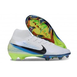 Nike Air Zoom Mercurial Superfly X Elite FG Cleat White Black Blue
