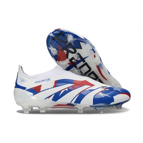 adidas Predator 25 Elite Laceless FG White Blue Red