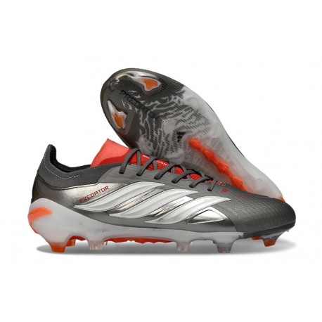Adidas Predator 26 Elite FG Finishers Steel Iron Metal White Lucid Red