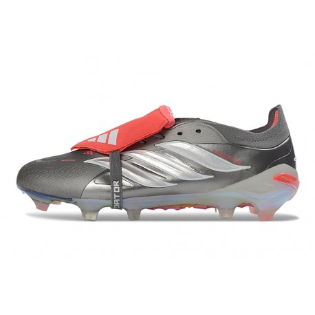 Adidas Predator 26 Elite FT FG Cleat Iron Met. Ftwr White Lucid Red