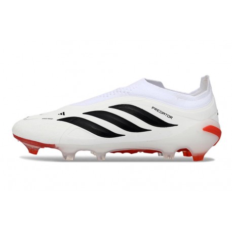 Adidas Predator Laceless Elite FG Soccer Cleats White Black Red