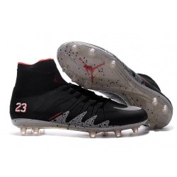 2016 Best Nike Hypervenom Phantom II Soccer Shoes NJR x Jordan Black Light Crimson White Metallic Silver