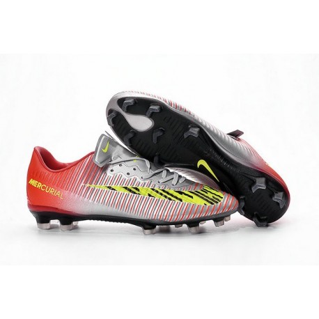 Soccer Cleats 2016 - Nike Mercurial Vapor 11 FG Silver Red Yellow