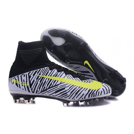 Cleats 2016 Shoes Nike Mercurial Superfly V Fg Black White Yellow