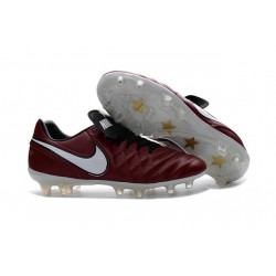 New Cleats Nike Tiempo Legend VI FG Football Boots For Men Wine Red White