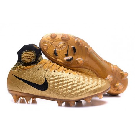 2016 Nike Magista Obra II FG Soccer Cleats For Men Black Gold